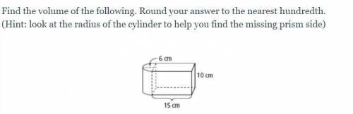 Find the volume of the following picture and round it to the nearest hundredth.