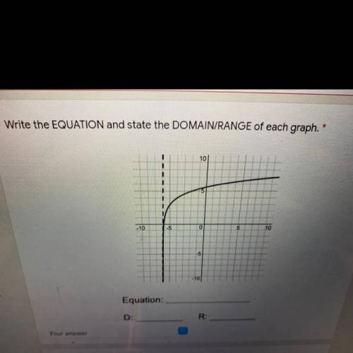 Write the equation and state the domain/range