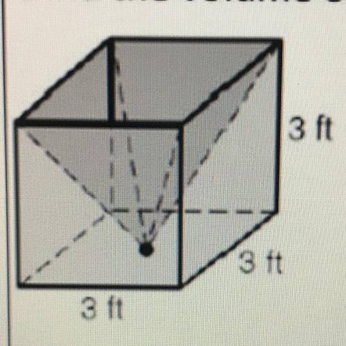 Find the volume of the figure with the pyramid removed
