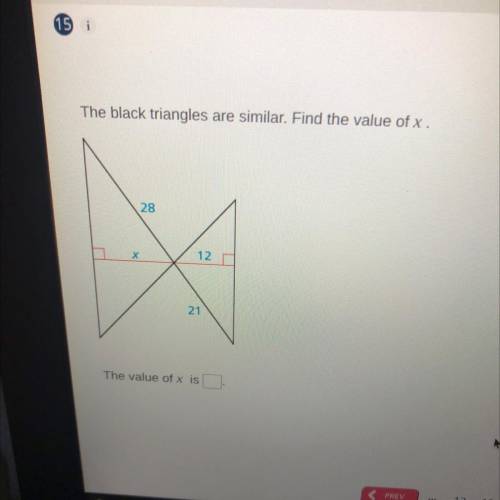 The black triangles are similar. Find the value of x. 
No links please!!