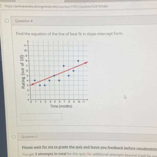 Find the equation of the line of best fit in slope-Intercept?