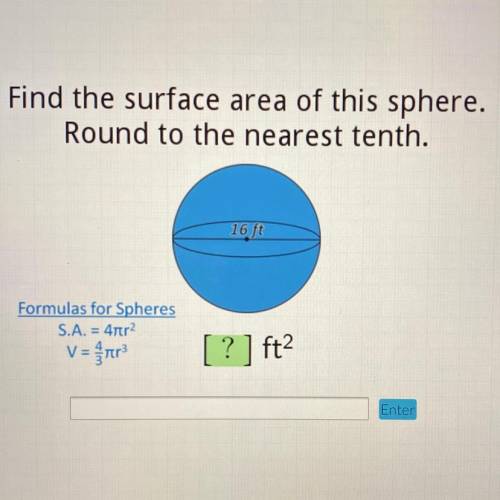 Surface area of sphere round to the nearest tenth