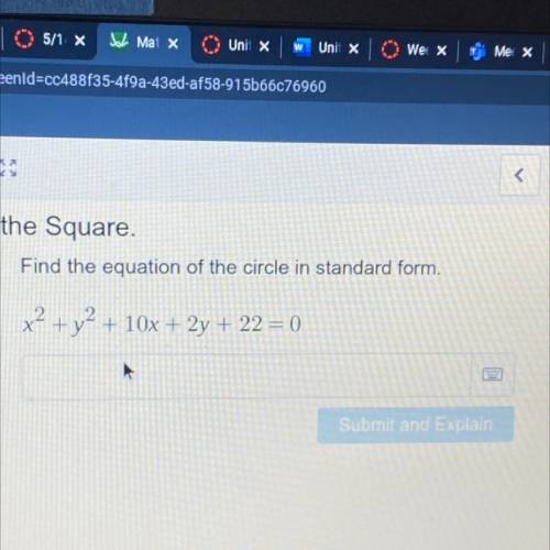 Find the equation of the circle in standard form:
