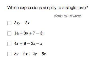 Which expressions simplify to a single term?