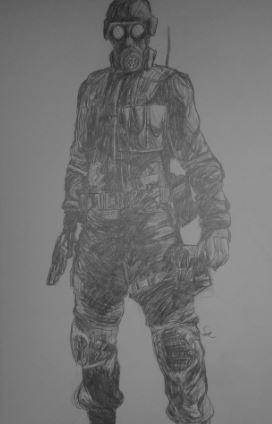 Here's a drawing of the dude from Resident Evil.