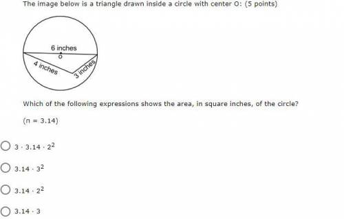 The image below is a triangle drawn inside a circle with center O: Which of the following expressio