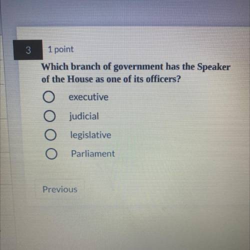 Which branch of government has the Speaker

of the House as one of its officers?
Help quick plz:/