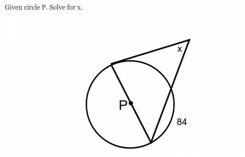 Given circle P. Solve for x.