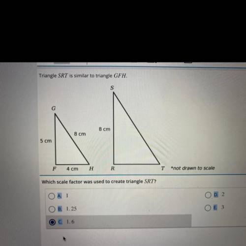 MAP Please Help Which scale factor was used to create triangle SRT?