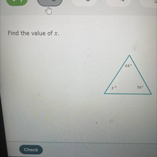 Find the value of x.
64
56°