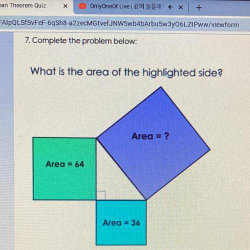 What is the area of the highlighted side? 
A. I don’t know
B. 90
C. 10
D. 100