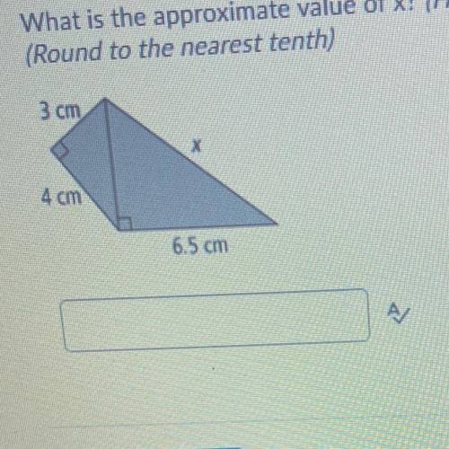 7) what is the approximate value of x? (Hint: there are two right angle triangles here, round to th