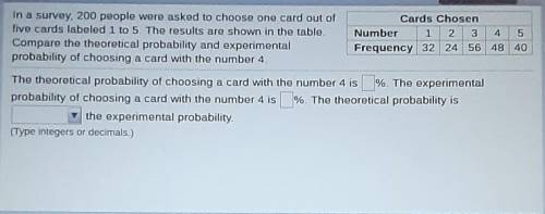 1 2 4 5 40 In a survey, 200 people were asked to choose one card out of Cards Chosen five cards lab