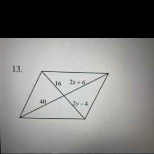 Find the missing values for the parallelogram