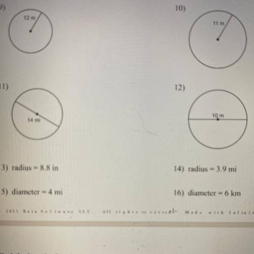 Find the circumference of each circle