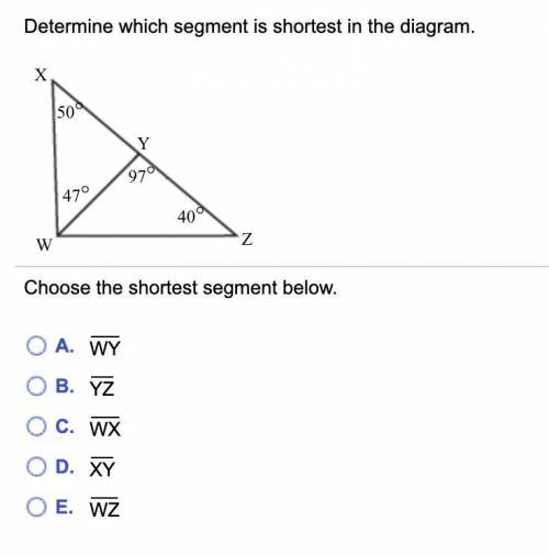 Determine which segment is shortest in the diagram