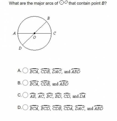 What are the major arcs of that contain point B?