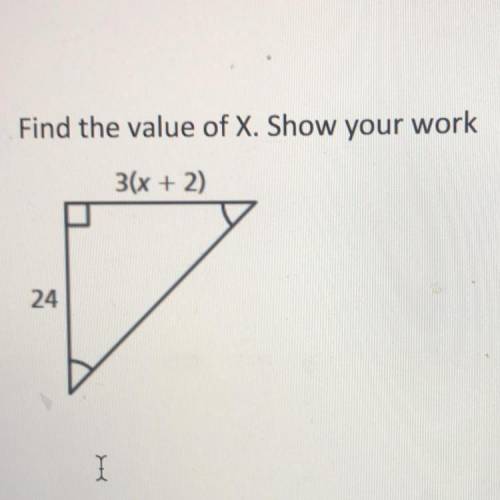 Find the value of x. Show your work 
(see picture)
