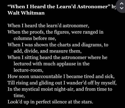 how does the poem, When I Heard the Learn’d Astronomer, connect to the principles of transcendental