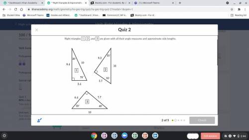 Look at all screenshots before answering!

Right triangles 1, 2, and 3 are given with all their an