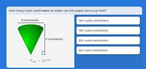 How many cubic centimeters of water can this paper cone hold?