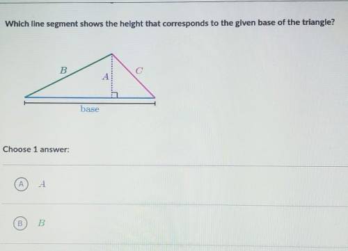 Which line segment shows the height that corresponds to the given base of the triangle? B. © base C