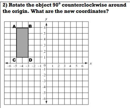 Rotate the object 90 degrees counterclockwise around the origin. what are the new coordinates.