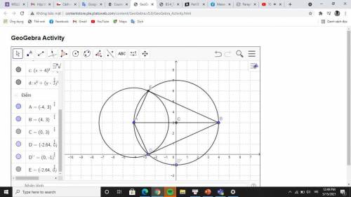 Look at the circle you created that has point C (the midpoint of ) as its center and passes through