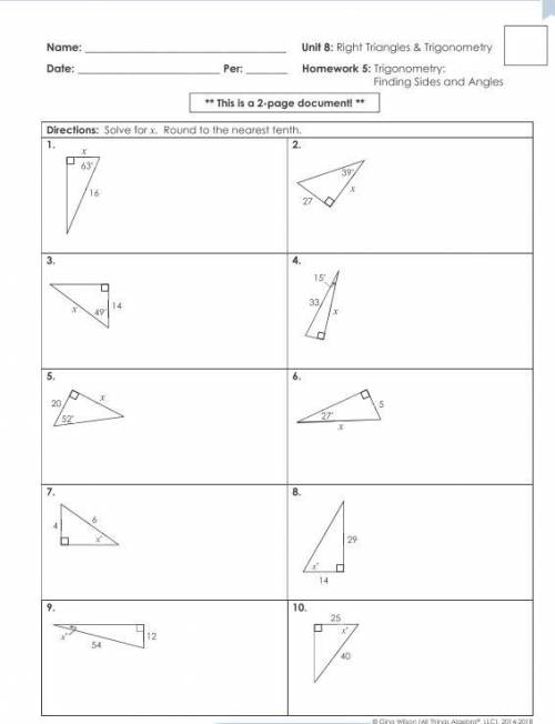Right Triangles and Trigonometry Homework 5