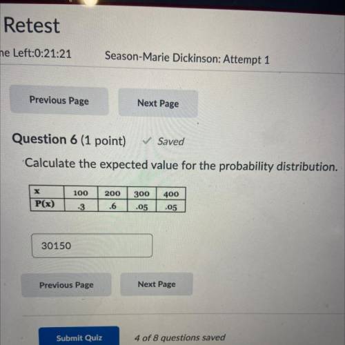 Calculate the expected value for the probability distribution.