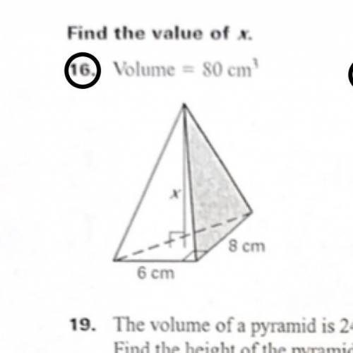 Find the value of x , volume included