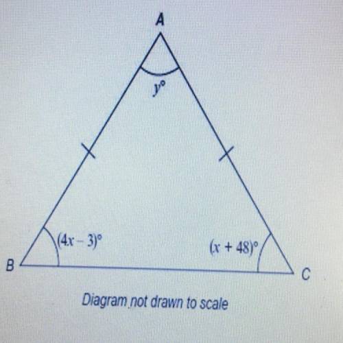 ABC is an isosceles triangle with AB = AC.

Calculate the value of y.
( urgent!!) I’ll give you th