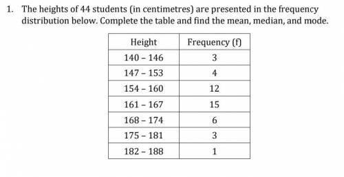 The heights of 44 students (in centimetres) are presented in the frequency distribution below

Com