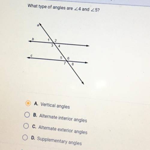What type of angles are 4 and 5