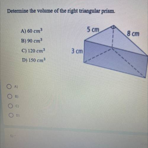 Detenidos e the volume of the right triangular prism. Pls help!