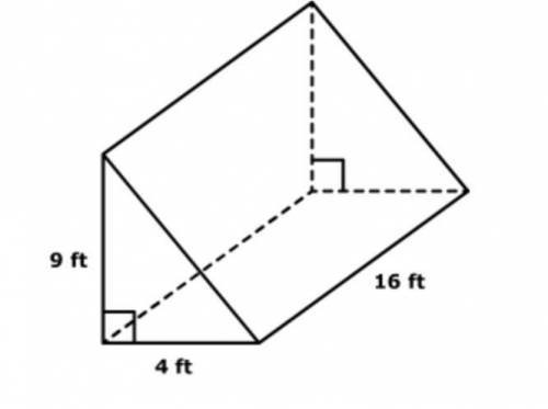 What is the volume of this triangular prism?

A. 576 ft3 
B. 288 ft3 
C. 34 ft3 
D. 29 ft3