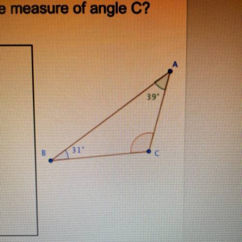 I need this turned by 3pm. Look at the triangle on the right. What is the measure of angle C? Show