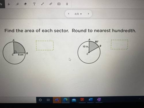 Find the area of each sector. round to the nearest hundredth