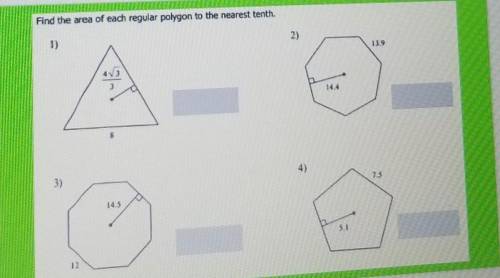 Find the area of each regular polygon to the nearest tenth. ​