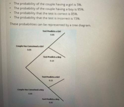 Question 1.)

Calculate the probability that the couple conceived a girl and the test predicts a g