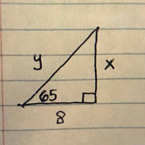Find X and Y. It’s a right triangle