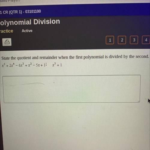 State the quotient and remainder when the first polynomial is divided by the second.

x^5+ 2x^4 -