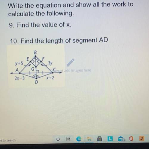 Please help how to find the value of x and find the length of segment AD, the value is 5 I just nee