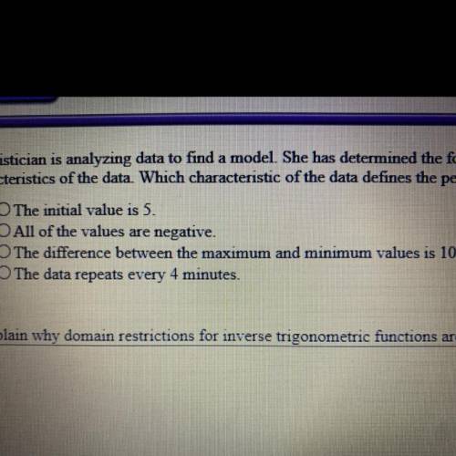 Someone help

A statistican is analyzing data to find a model. She has determined the following ch