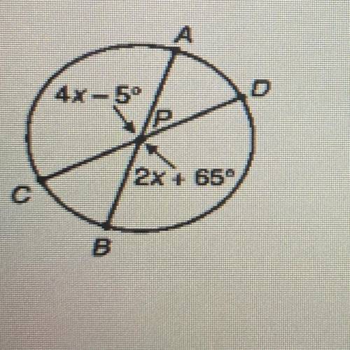 2. In the diagram below, given circle P, determine the measure of AD