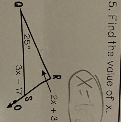 Exterior angles of triangles: help me find the value of x please