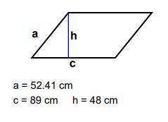 What is the area for the parallelogram

a. 4664.49 squared cm
b. 4272 squared cm
c. 4000 squared c