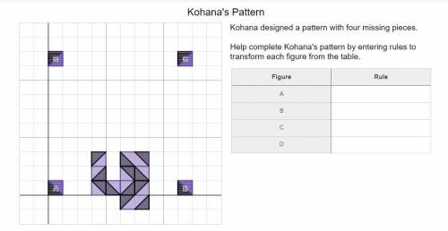 Kohana designed a pattern with four missing pieces. Help complete Kohana's pattern by entering rule