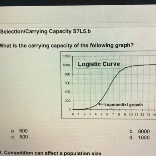 11. What is the carrying capacity of the following graph?
