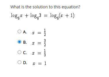 What is the solution to this equation? log6(x) + log6(3) = log6( x+1)
